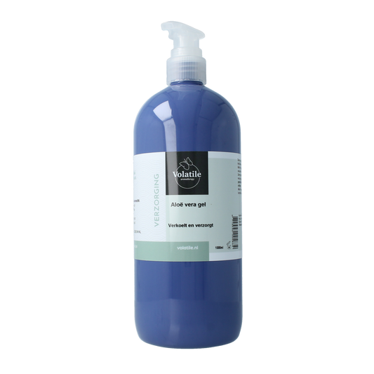 Volatile Aloe Vera Gel 1 Liter bottle, natural body care product with soothing aloe vera for skin hydration and nourishment.
