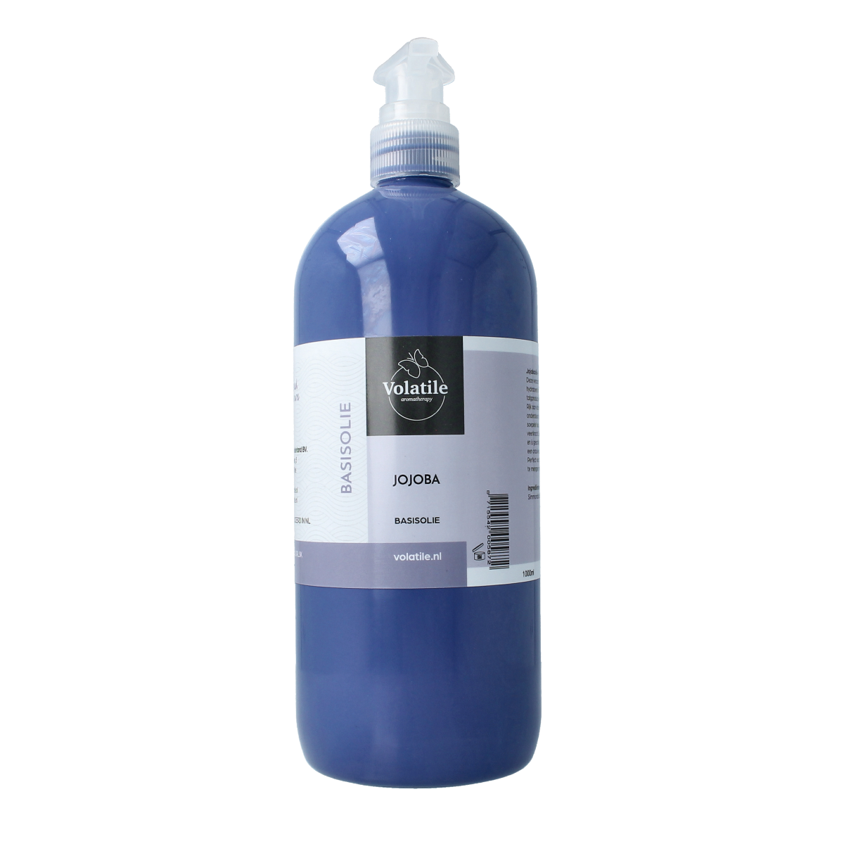 Volatile Jojoba basisolie in 1-liter bottle, natural jojoba oil for body care and skincare.