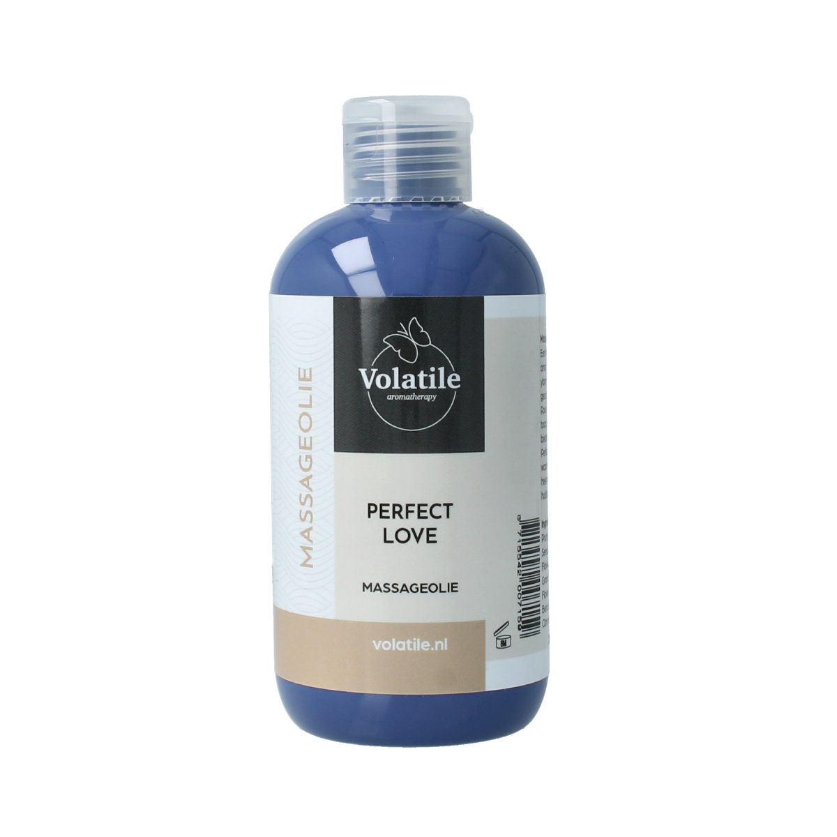 Volatile Perfect Love massage oil in a 250ml bottle, natural body care product for relaxation and skin nourishment.