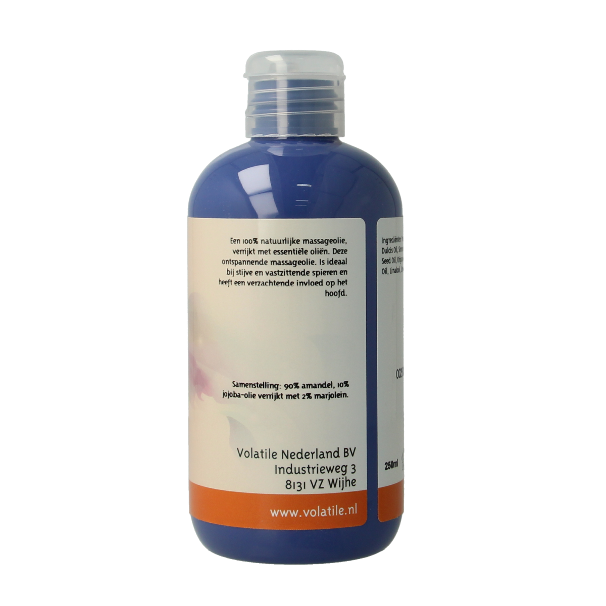 Volatile massage oil for neck and shoulder with marjoram, 250ml, natural body care product, showing the oil bottle.