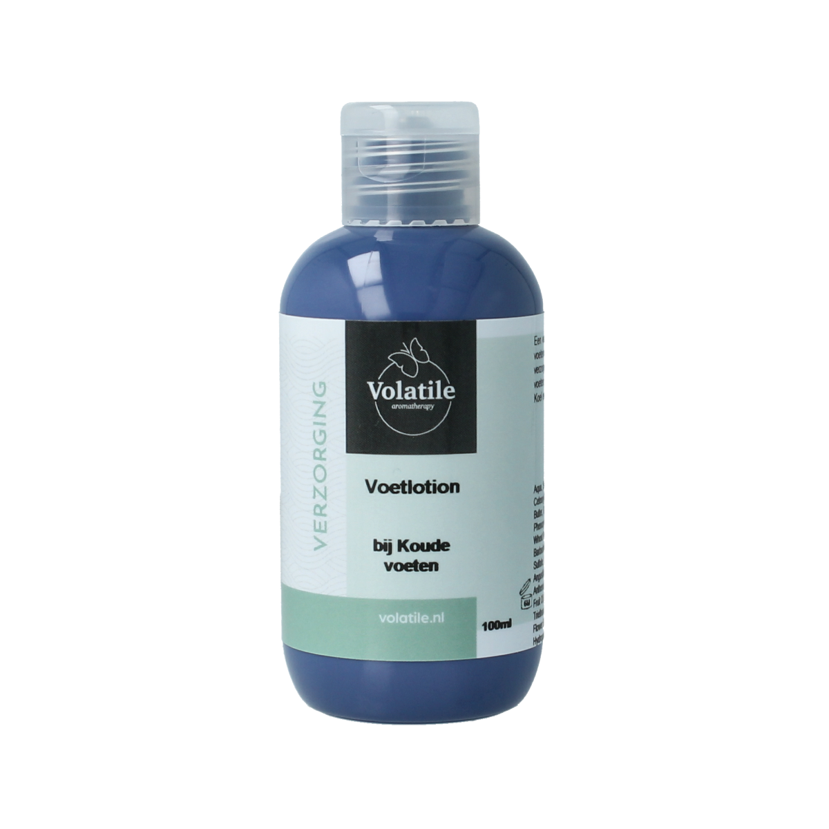 Volatile Voetlotion for cold feet in a 100ml bottle, a foot care product from Volatile with a clear label and packaging.
