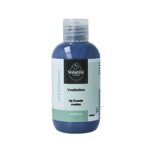 Volatile Voetlotion for cold feet in a 100ml bottle, a foot care product from Volatile with a clear label and packaging.