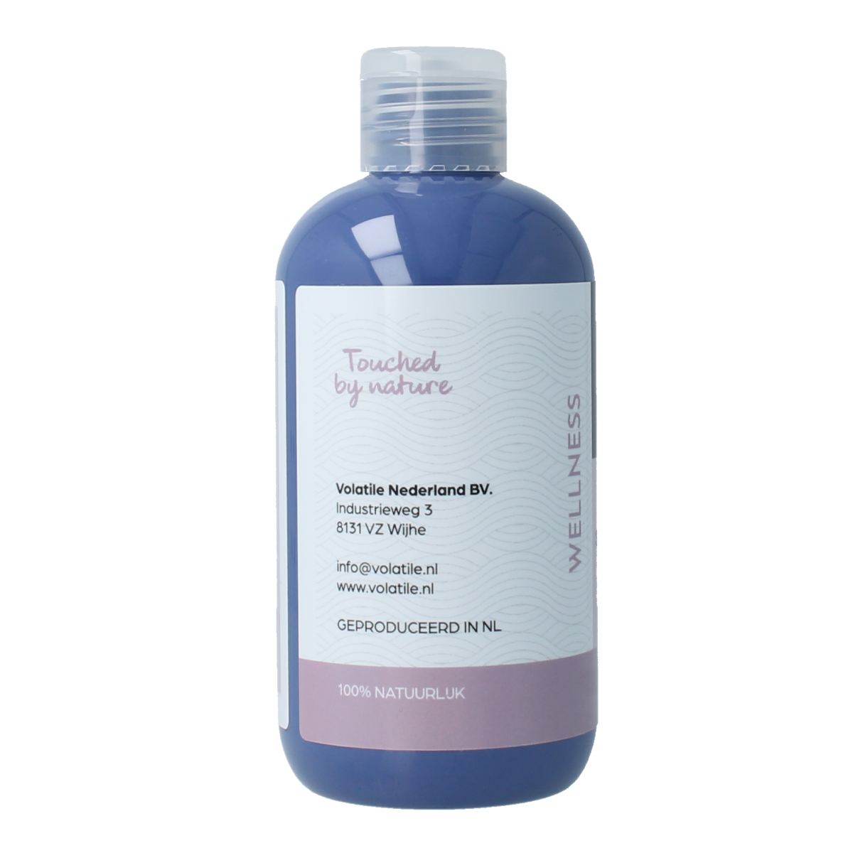 Volatile Stockholm sauna oliën in 250ml bottle, featuring a clear liquid for aromatherapy and relaxation sessions.