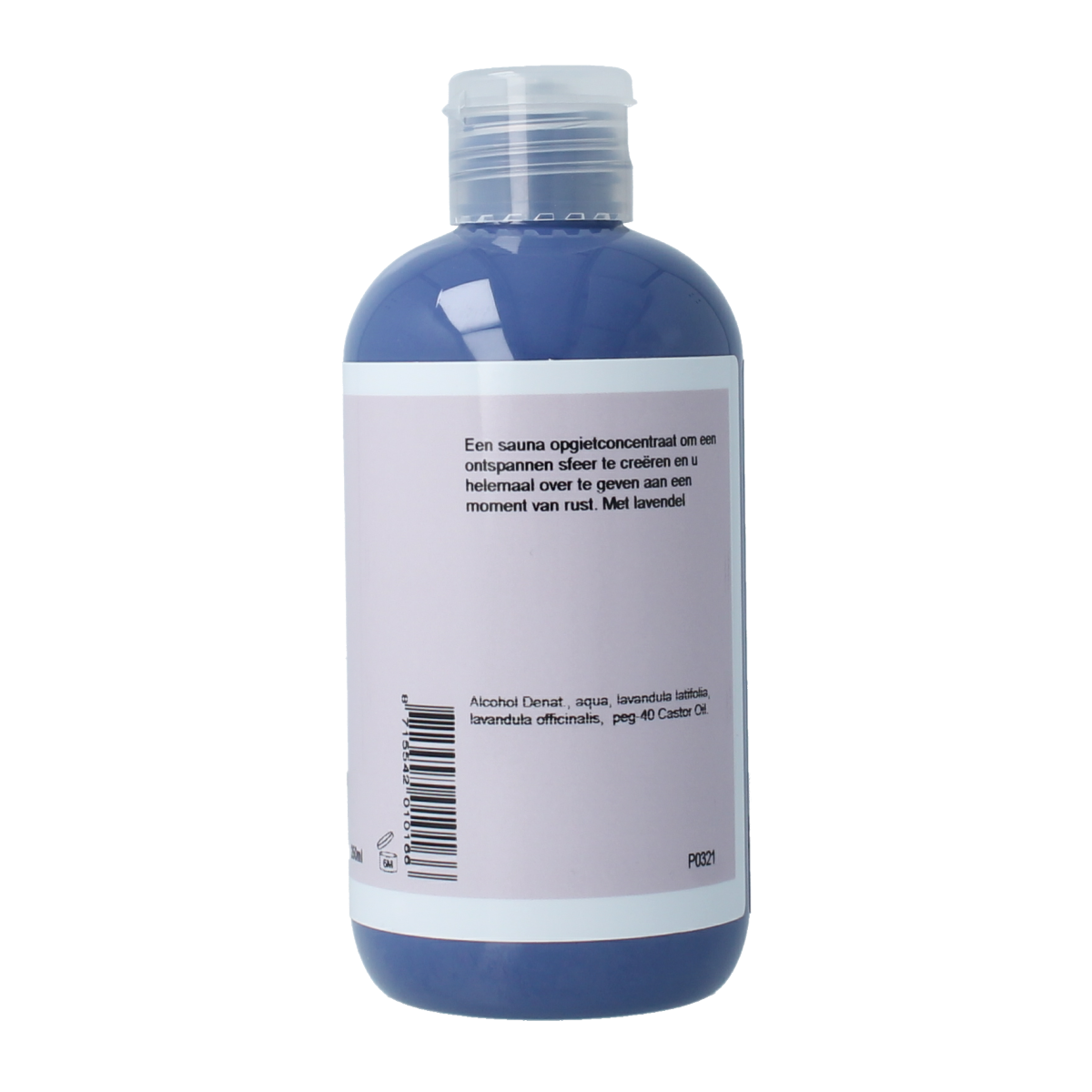 Volatile Stockholm sauna opgietconcentraat 250ml bottle of aromatic essential oil for sauna use, with a clear label and transparent bottle.