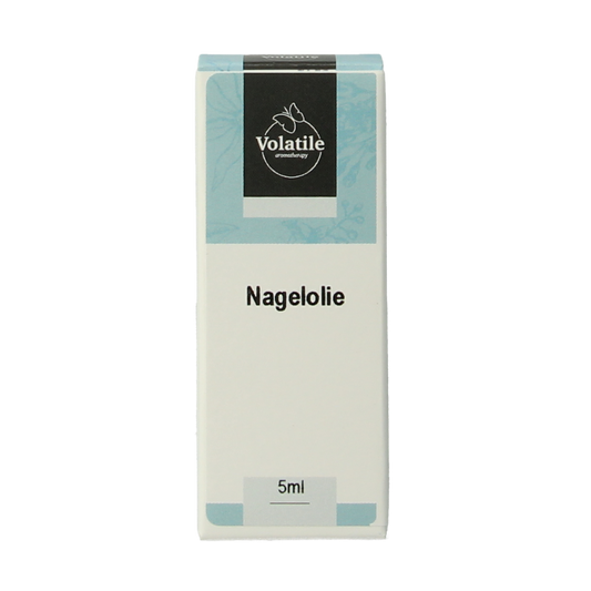 Volatile Kalknagelolie 5ml voetverzorging product with a small glass bottle and applicator for nail and foot care.