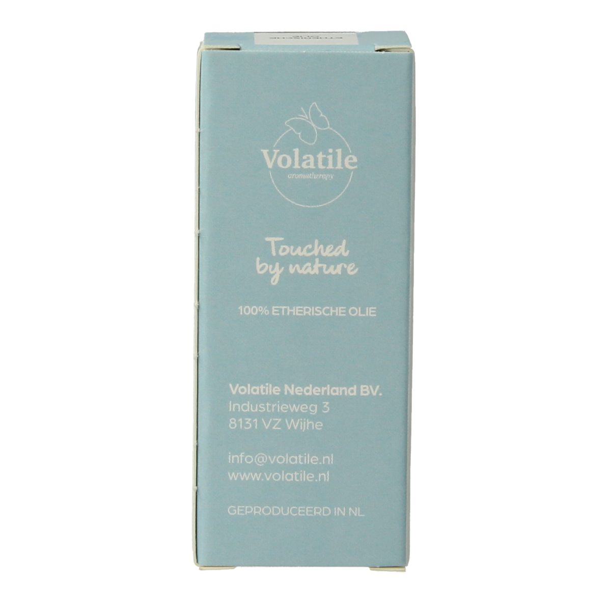 Volatile Snurkolie 5ml essential oil bottle, clear glass with white cap, labeled as a natural aromatic etherische olie.