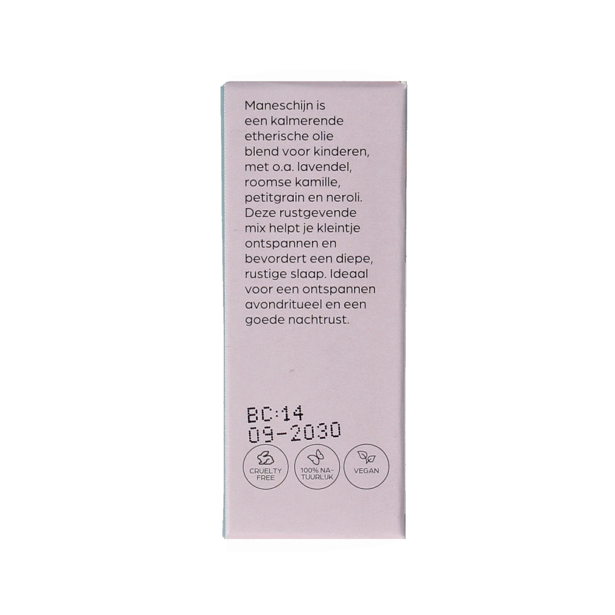 Volatile Maneschijn 5ml essential oil bottle, natural etherische oliën with a white label and clear cap, displayed against a plain background.