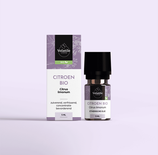 Volatile Citroen bio essential oil in 5ml bottle, natural citrus scent, organic etherische oliën by Volatile.