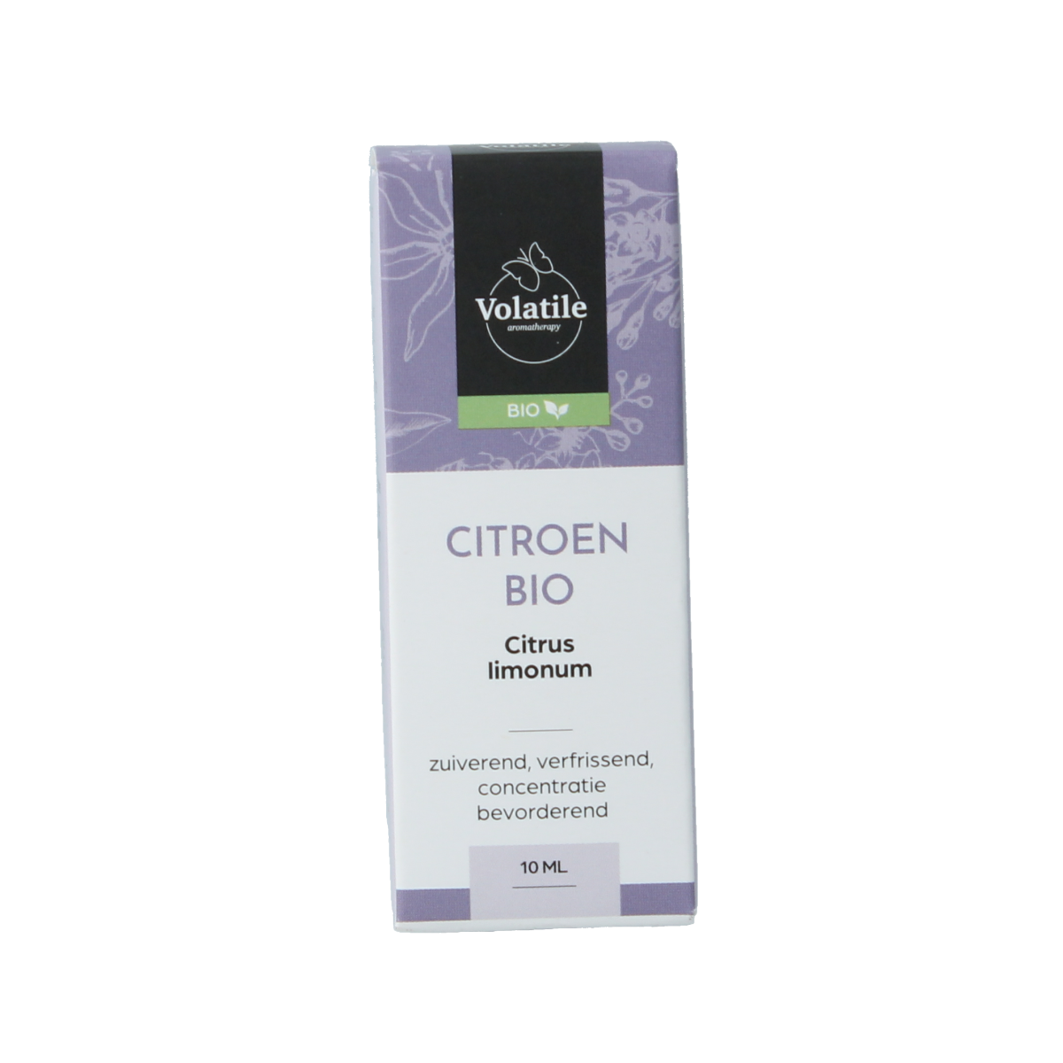 Volatile Citroen essential oil in a 10ml bottle, featuring a clear glass container with a yellow citrus scent label.