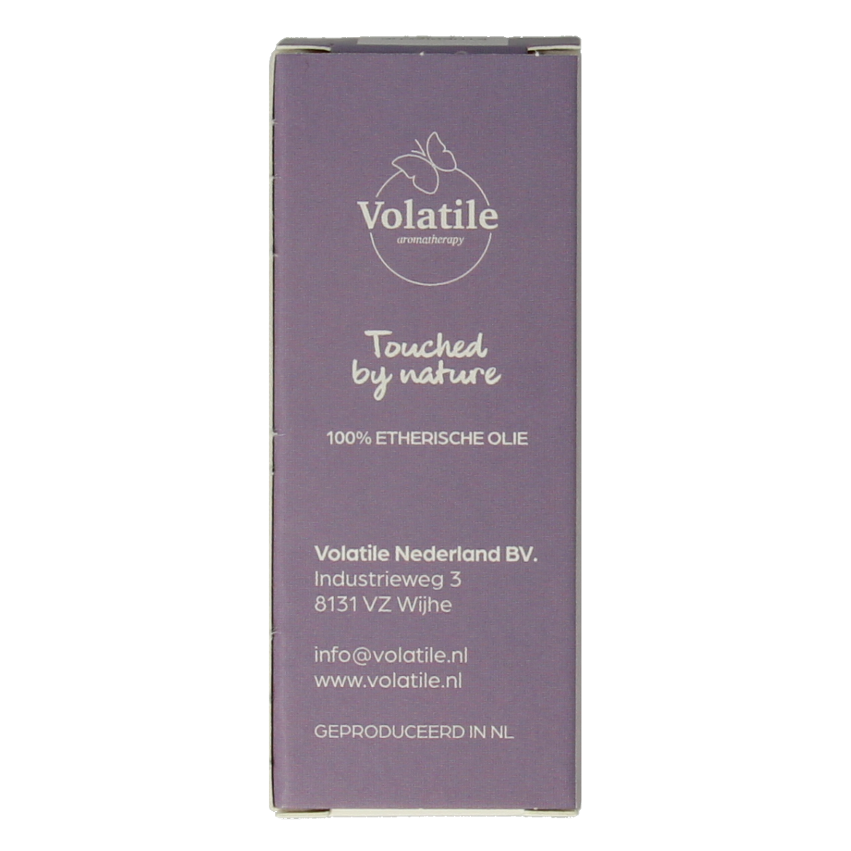 Volatile Lavendel bio essential oil bottle, 5ml, featuring a clear glass container with lavender-colored label on a white background.