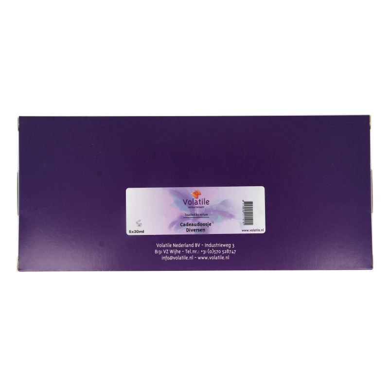 Set of five Volatile body care gift packages, each containing 30ml bottles, featuring assorted fragrances for personal pampering.