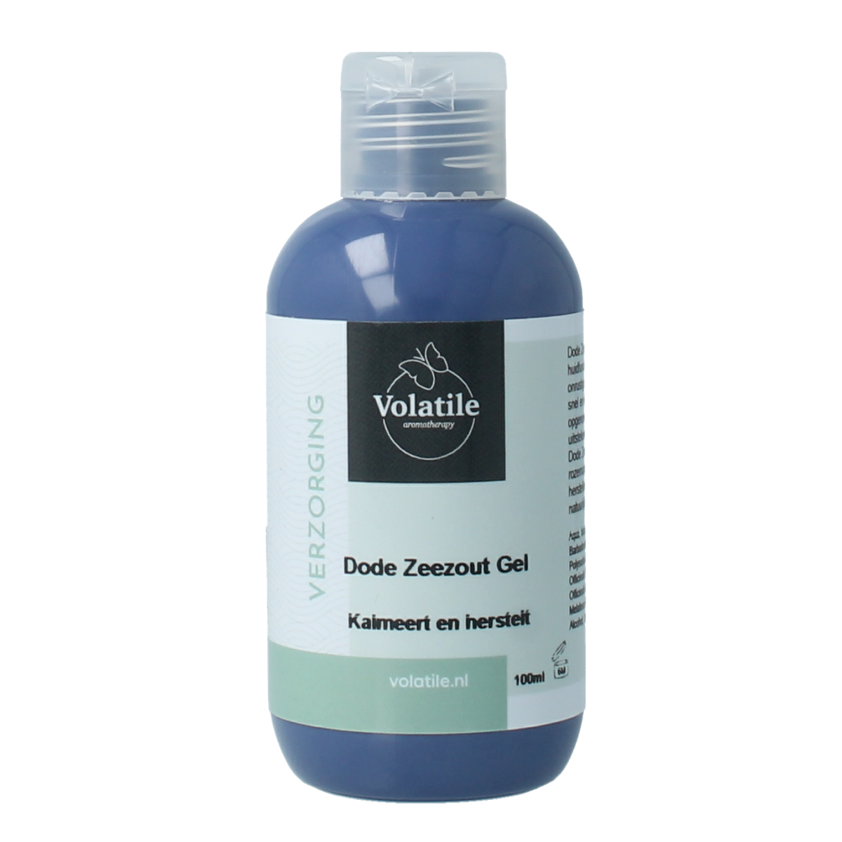 Volatile Dode Zeezout Gel in 100ml, a natural body care product with a gel texture, shown in the image.