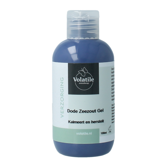 Volatile Dode Zeezout Gel in 100ml, a natural body care product with a gel texture, shown in the image.