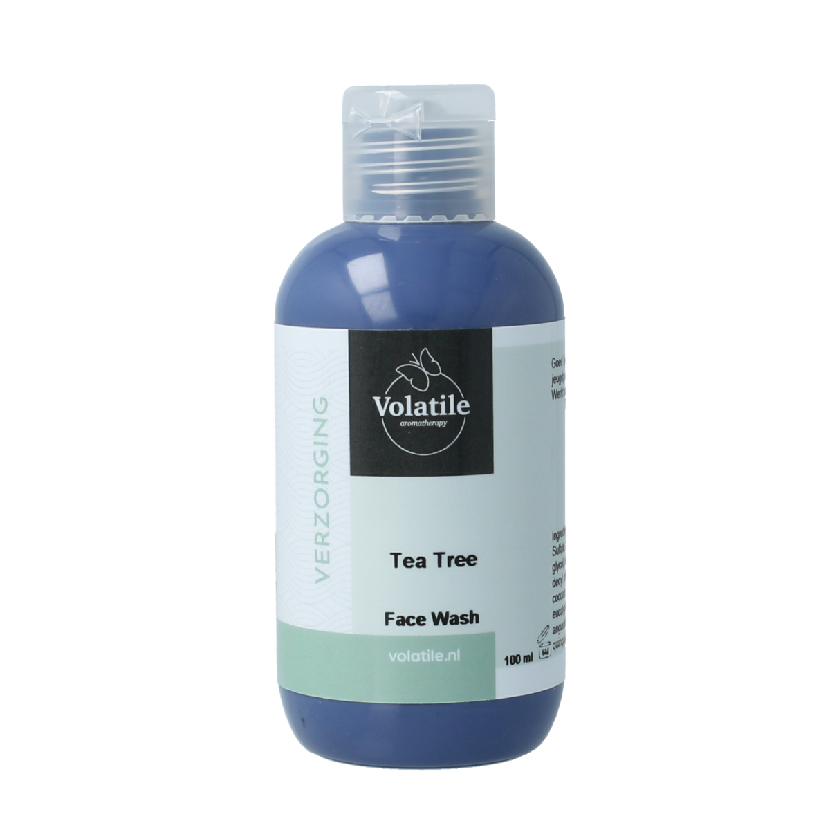 Volatile Tea Tree Face Wash 100ml bottle with label, natural skincare product for cleansing and refreshing the skin.
