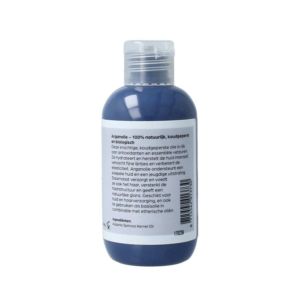 Volatile Argan basisolie 100ml in a clear glass bottle, natural body care oil with a golden hue and dropper cap.