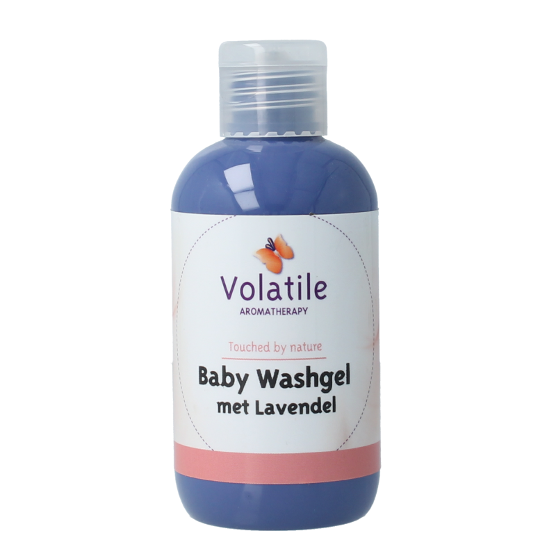 Volatile Baby Lavendel wasgel in 100ml bottle, gentle lavender baby and toddler care product with natural ingredients.