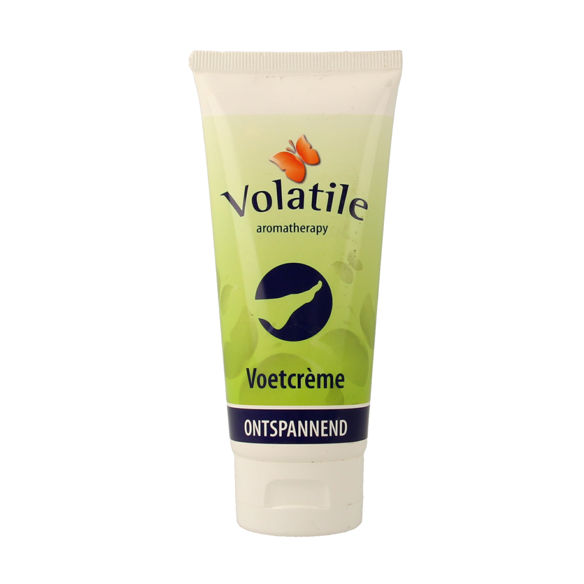 Volatile ontspannende voetverzorgingscrème in 100ml tube, soothing foot cream with calming ingredients, for relaxing foot care.