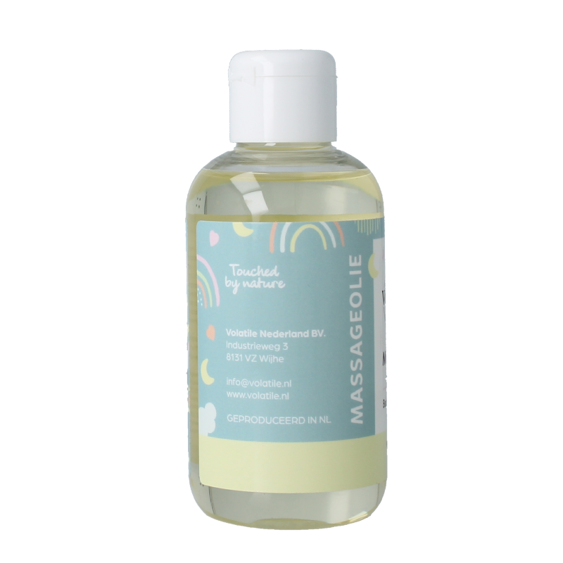 Volatile baby mandarin massage oil in a 150ml bottle, ideal for gentle body care and relaxation for infants.