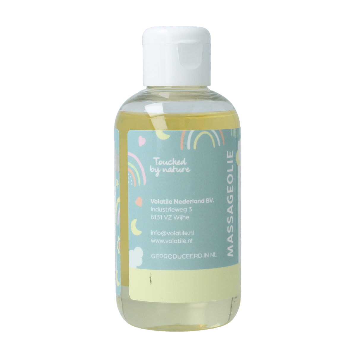 Volatile baby lavender massage oil in a 150ml bottle, gentle body care product with calming lavender scent for babies.