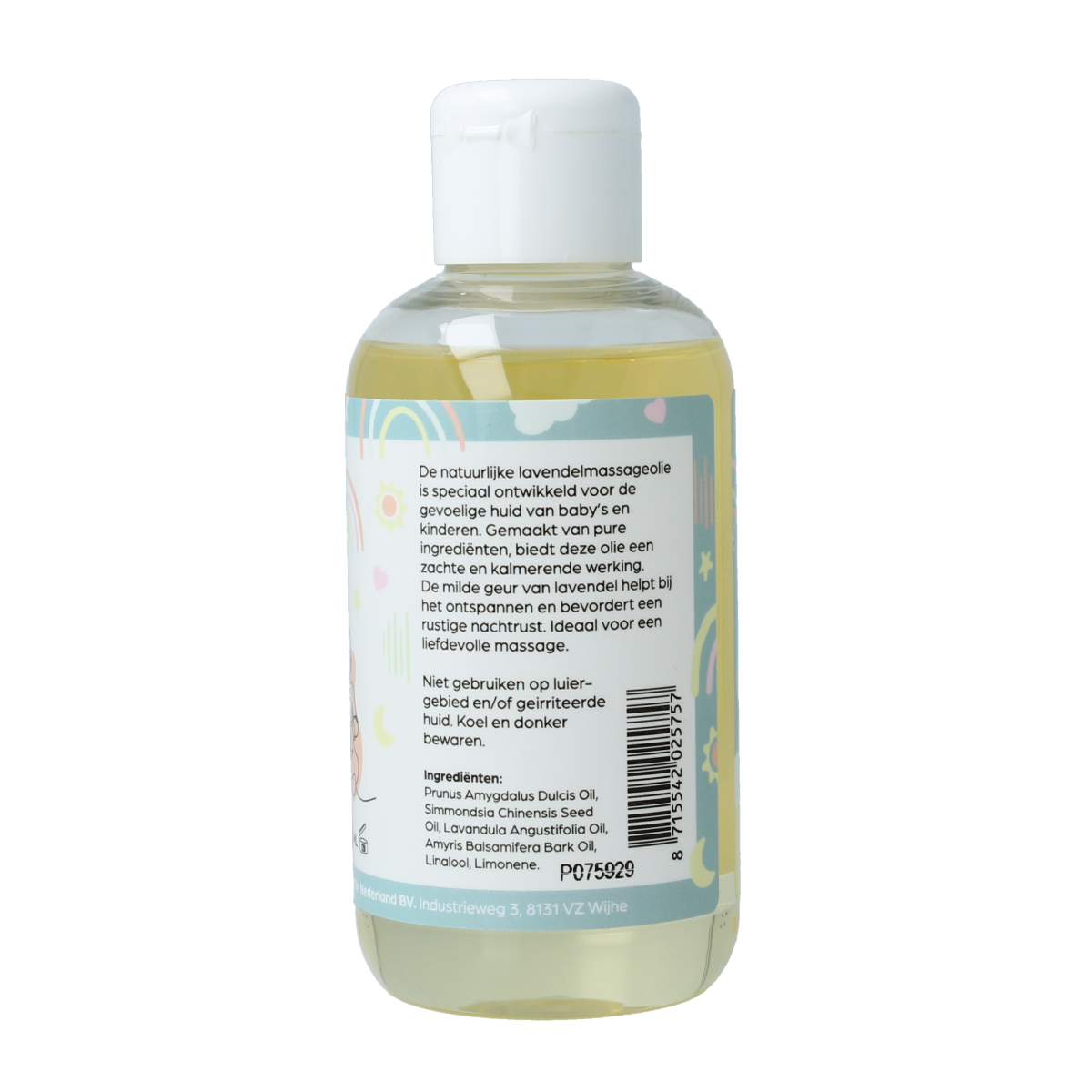 Volatile baby lavender massage oil in a 150ml bottle, gentle body care product with lavender scent for infants