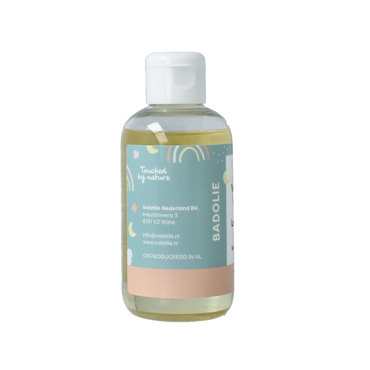 Volatile Badolie baby lavendel bottle, 150ml, natural lavender bath and shower oil for gentle baby skincare, with lavender scent.