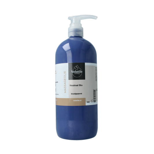 Volatile neutraal massageolie in 1-liter bottle, body care product with neutral scent, ideal for relaxing massages.