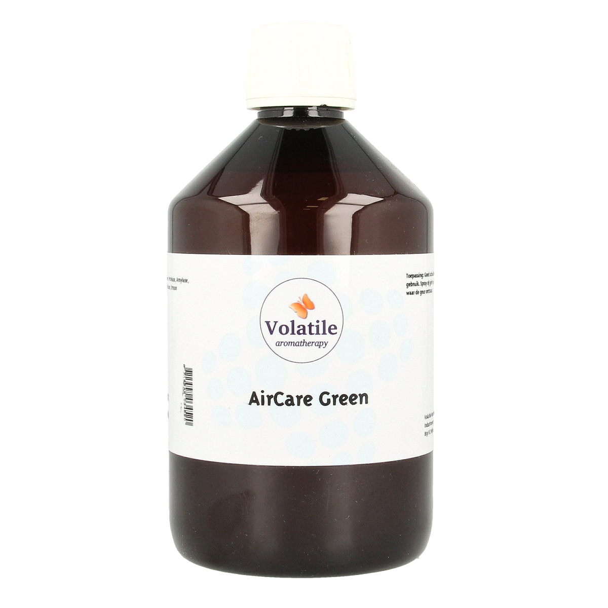 Volatile Aircare Green geurverspreider bottle, 500ml, with green design and label, used for freshening indoor spaces.