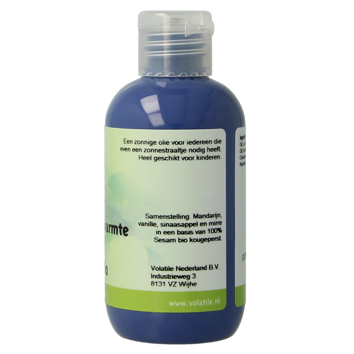 Volatile sesam massage oil bottle, 100ml, natural body care product with warm sun-inspired scent and soothing texture.