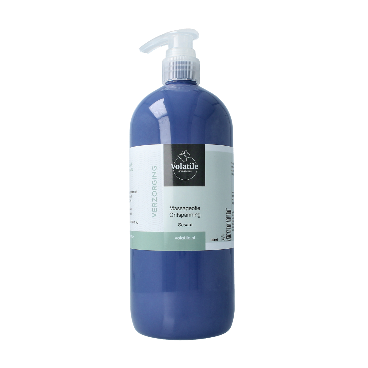Volatile sesam massageolie for relaxation, 1000ml, natural body care product with soothing properties.