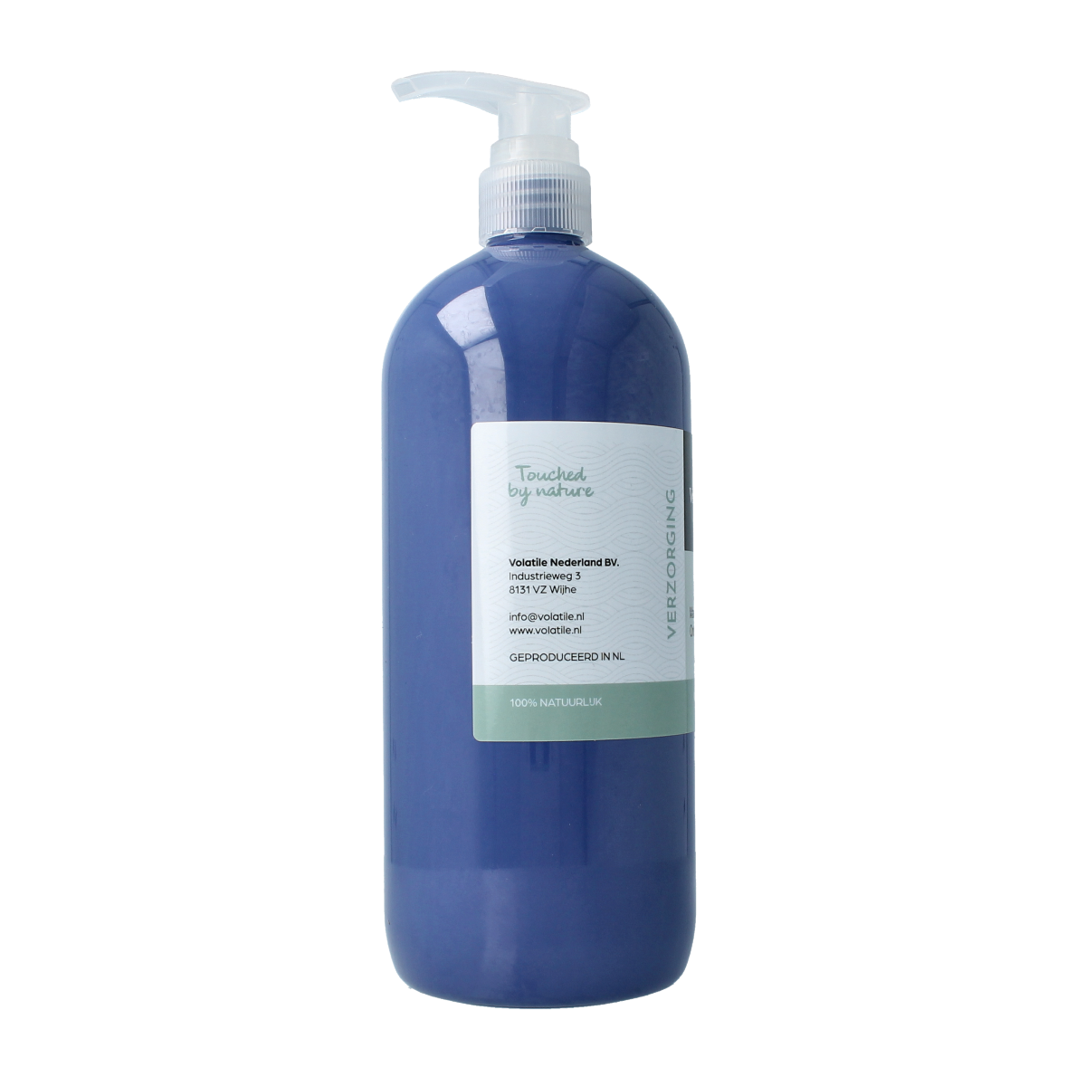Volatile sesam massageolie for relaxation, 1000ml, natural body care product with a clear bottle and label.