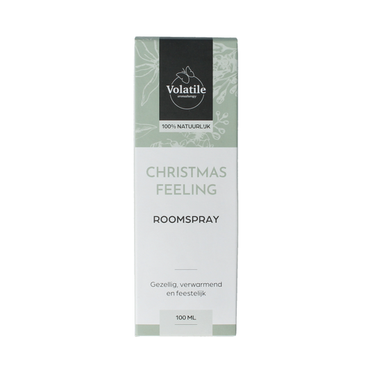 Volatile Christmas Feelings room spray in 100ml bottle, aromatherapy product with festive holiday scent and packaging.