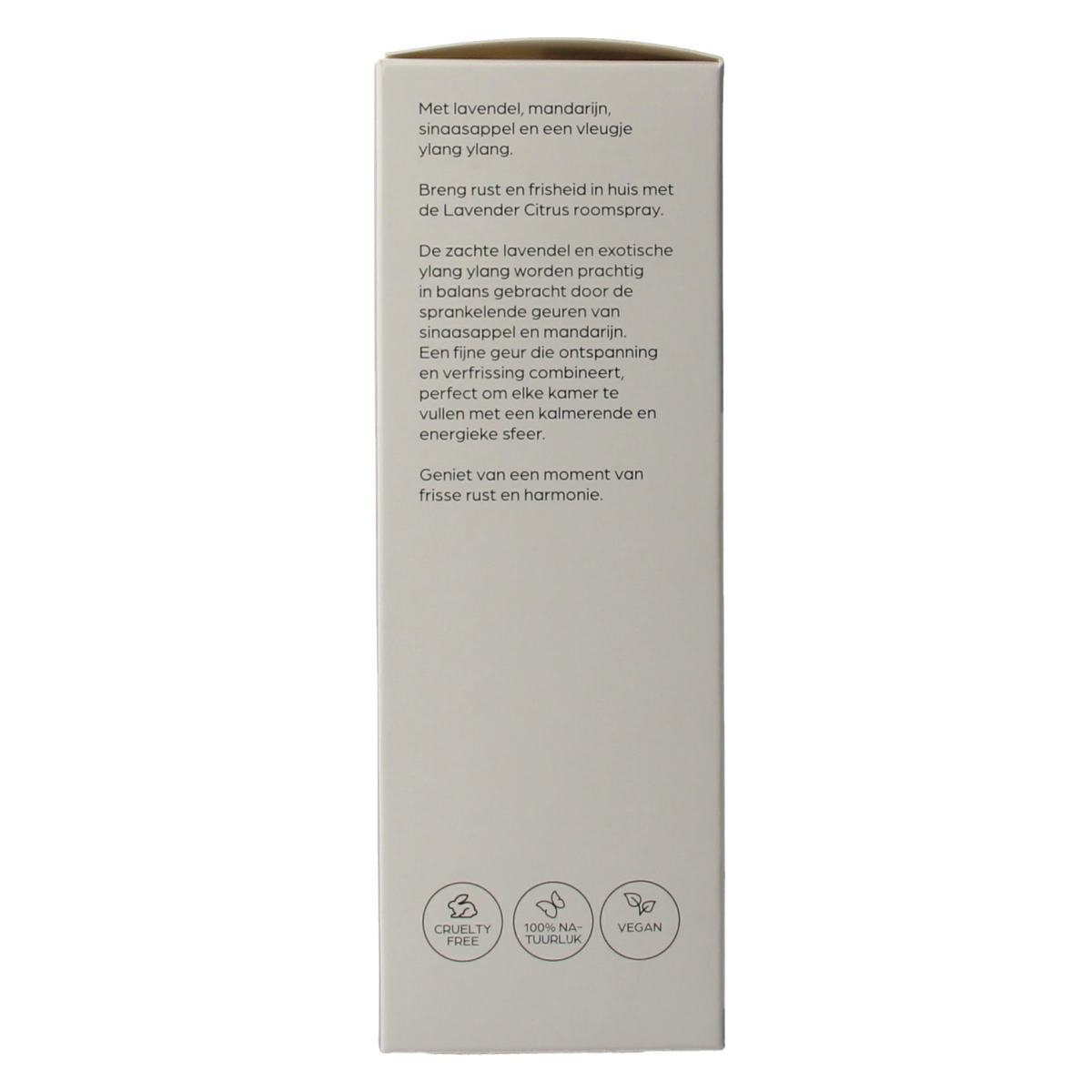 Volatile lavender citrus aromatherapy room spray bottle, 100ml, with a clear label and spray nozzle for fresh, soothing scents.
