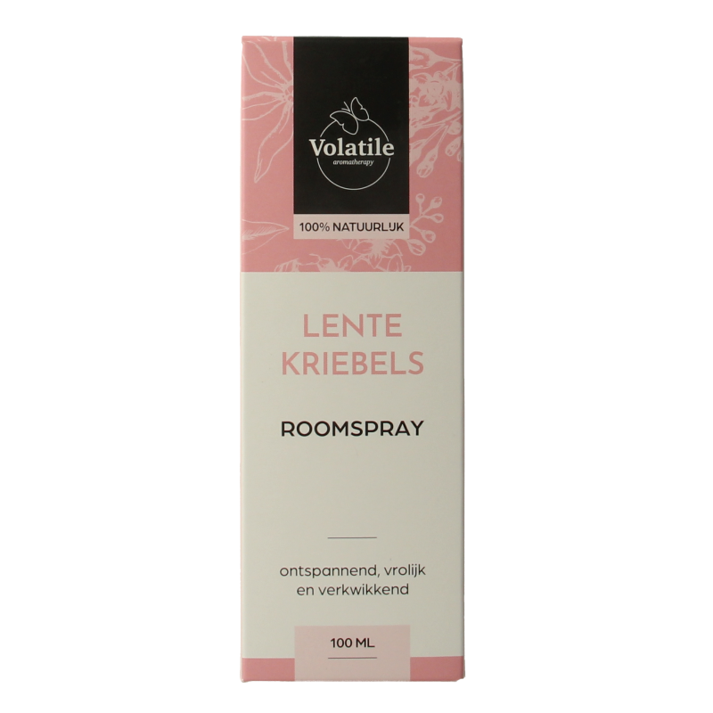 Volatile Roomspray Lentekriebels 100ml aromatherapy spray with floral and citrus scents, ideal for freshening indoor spaces.