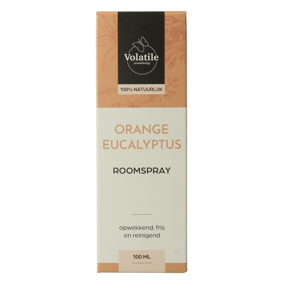 Volatile orange eucalyptus room spray in a 100ml bottle, designed for use as a geurverspreider to freshen indoor spaces.
