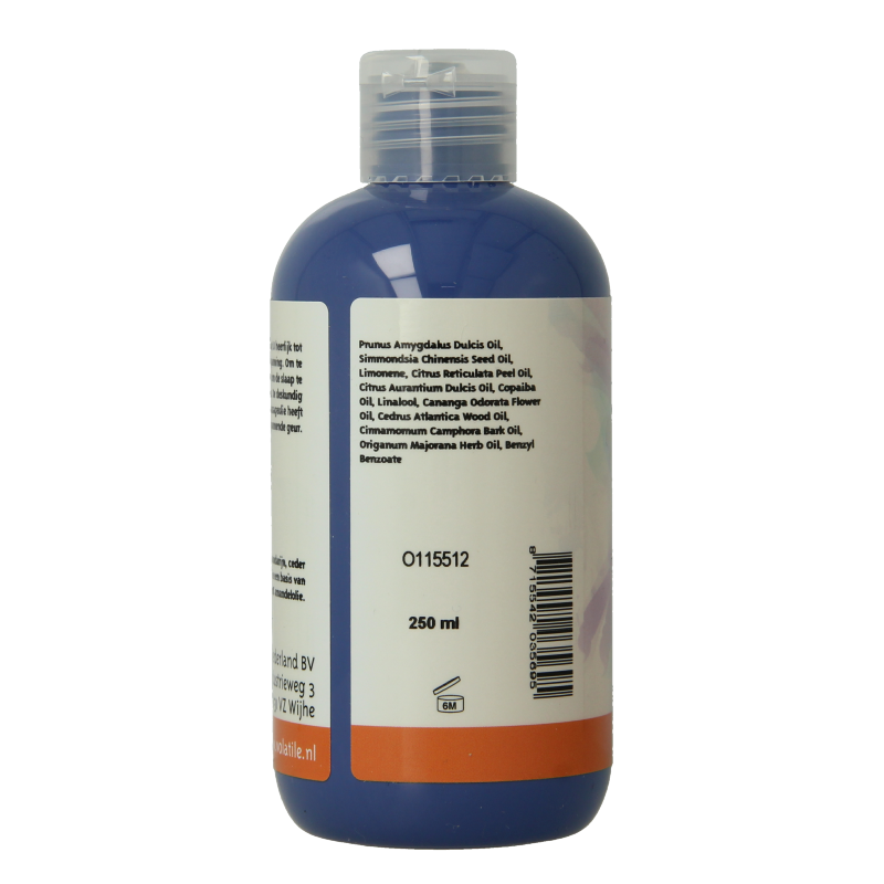 Volatile sterrenstof massageolie 250ml bottle, natural body care product with star-shaped shimmer in a clear bottle.