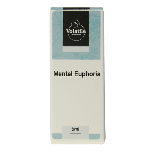 Volatile Mental euphoria 5ml essential oil bottle, natural etherische oliën by Volatile, with a clear label and dark glass bottle.