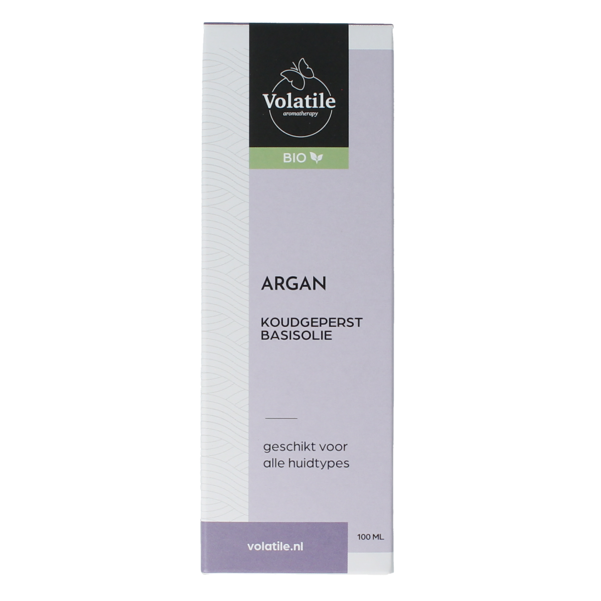 Volatile Argan koudgeperste bio basisolie in glazen fles, 100ml, puur natuurlijke lichaamsverzorging product.