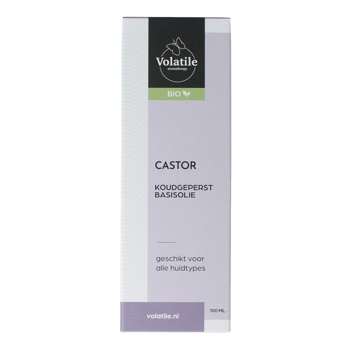 Volatile castor koudgeperst basisolie in glazen fles, 100ml, geschikt voor lichaamsverzorging, puur en biologisch.