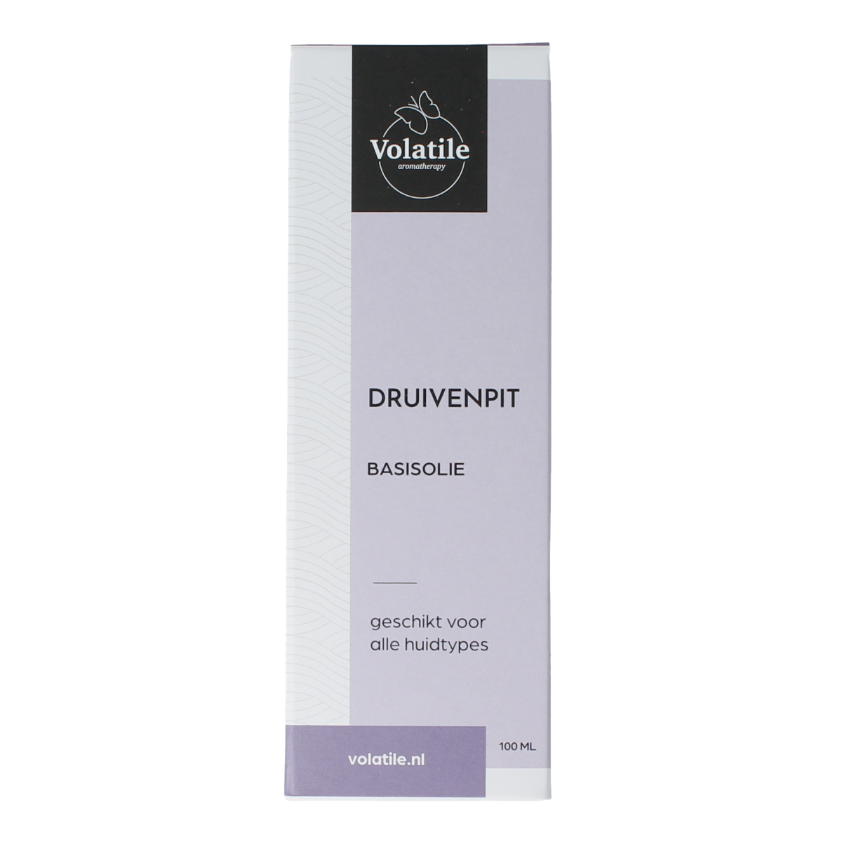 Volatile Druivenpit basisolie in a 100ml glass bottle, natural body care oil with grape seed extract for skincare.