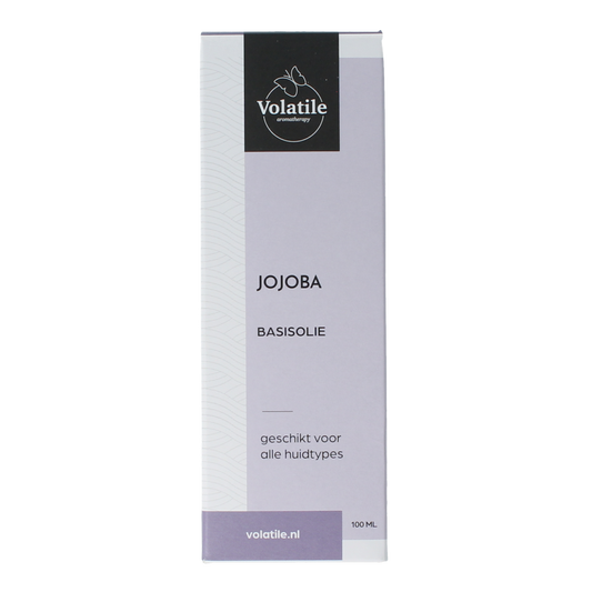 Volatile Jojoba basisolie in a 100ml glass bottle, natural body care oil, suitable for skincare and moisturizing.