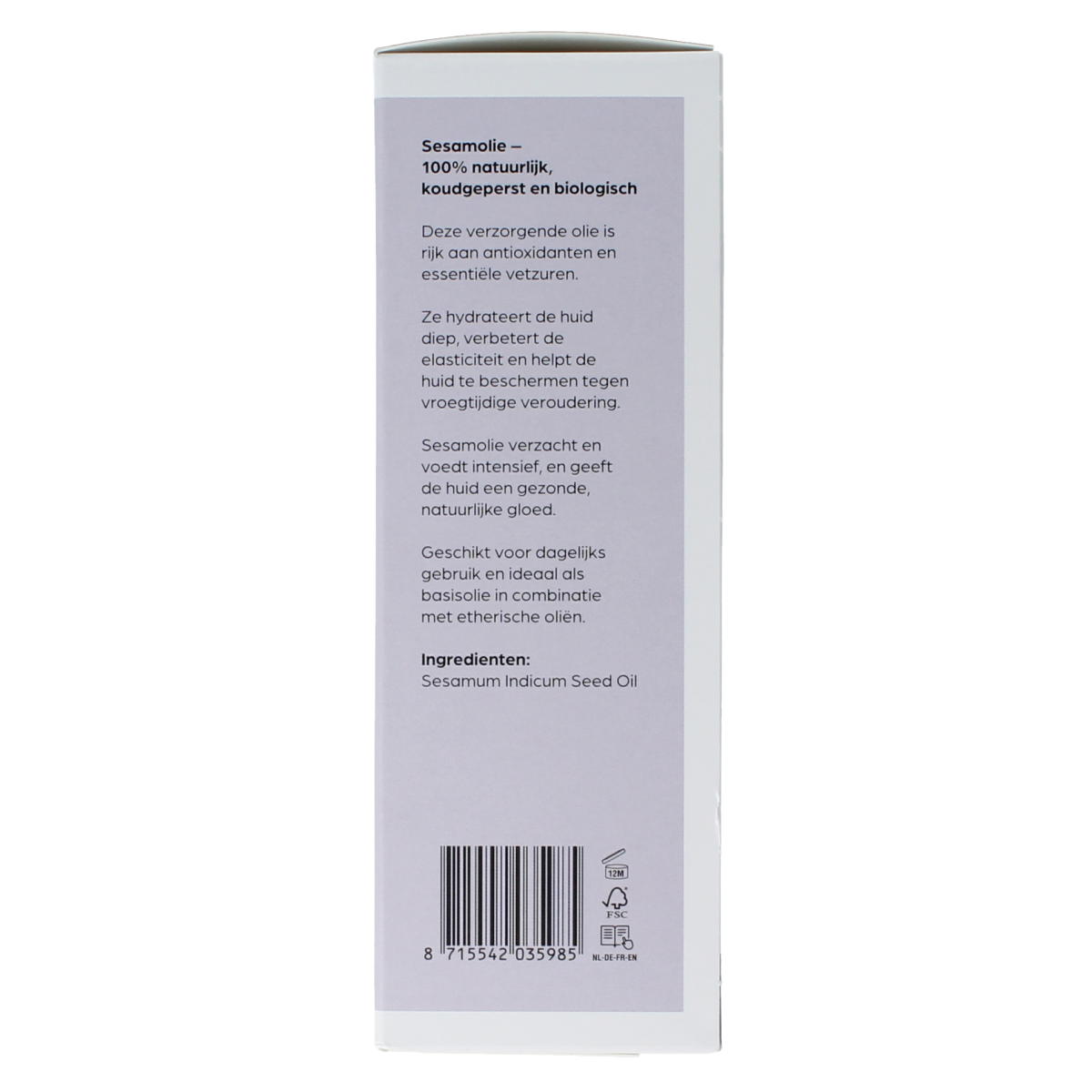 Volatile Sesam koudgeperst basisolie in een glazen fles, 100 ml, voor lichaamsverzorging, biologische sesamolie.