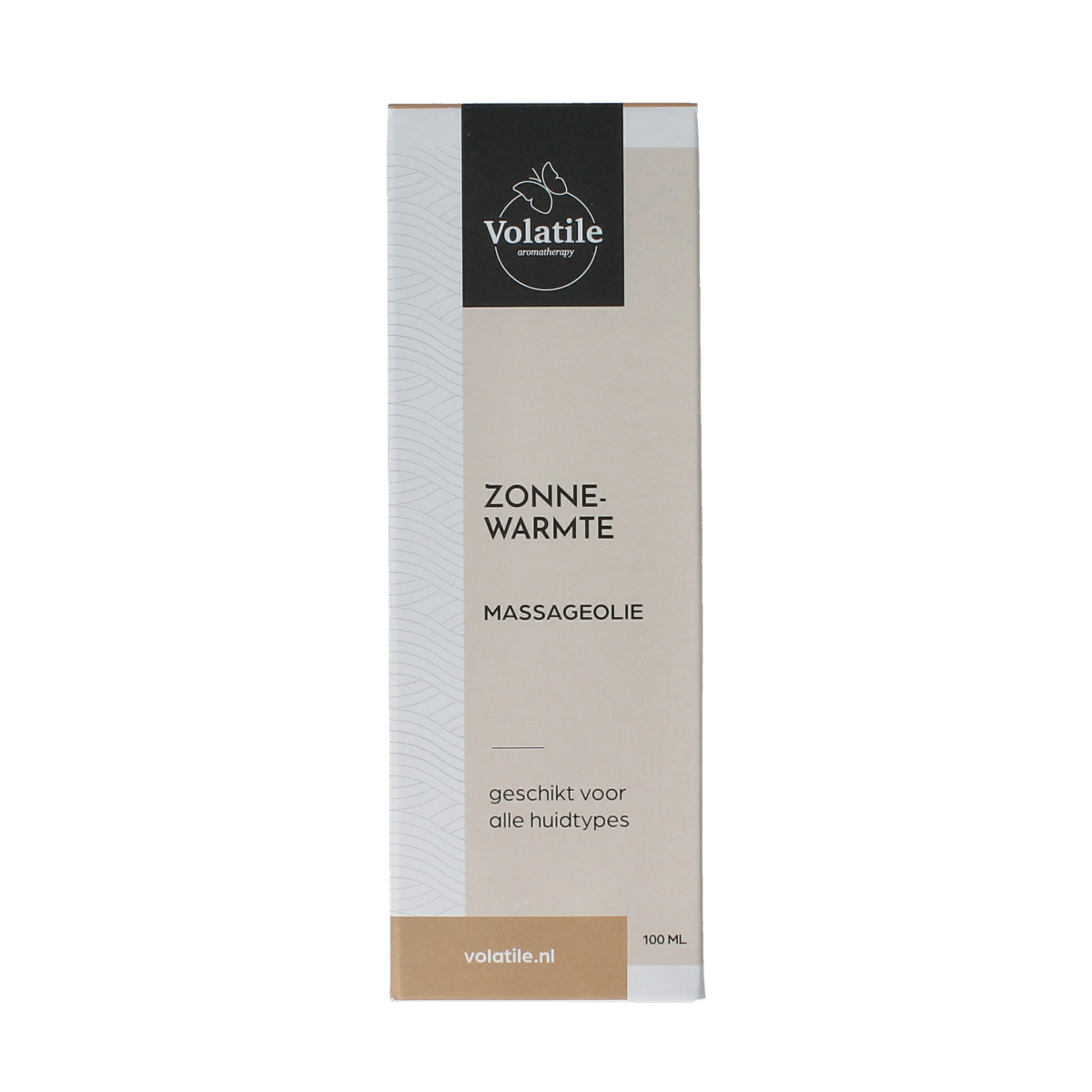 Volatile massage oil with sun warmth glass bottle and pump, 100ml, for body care and relaxation.