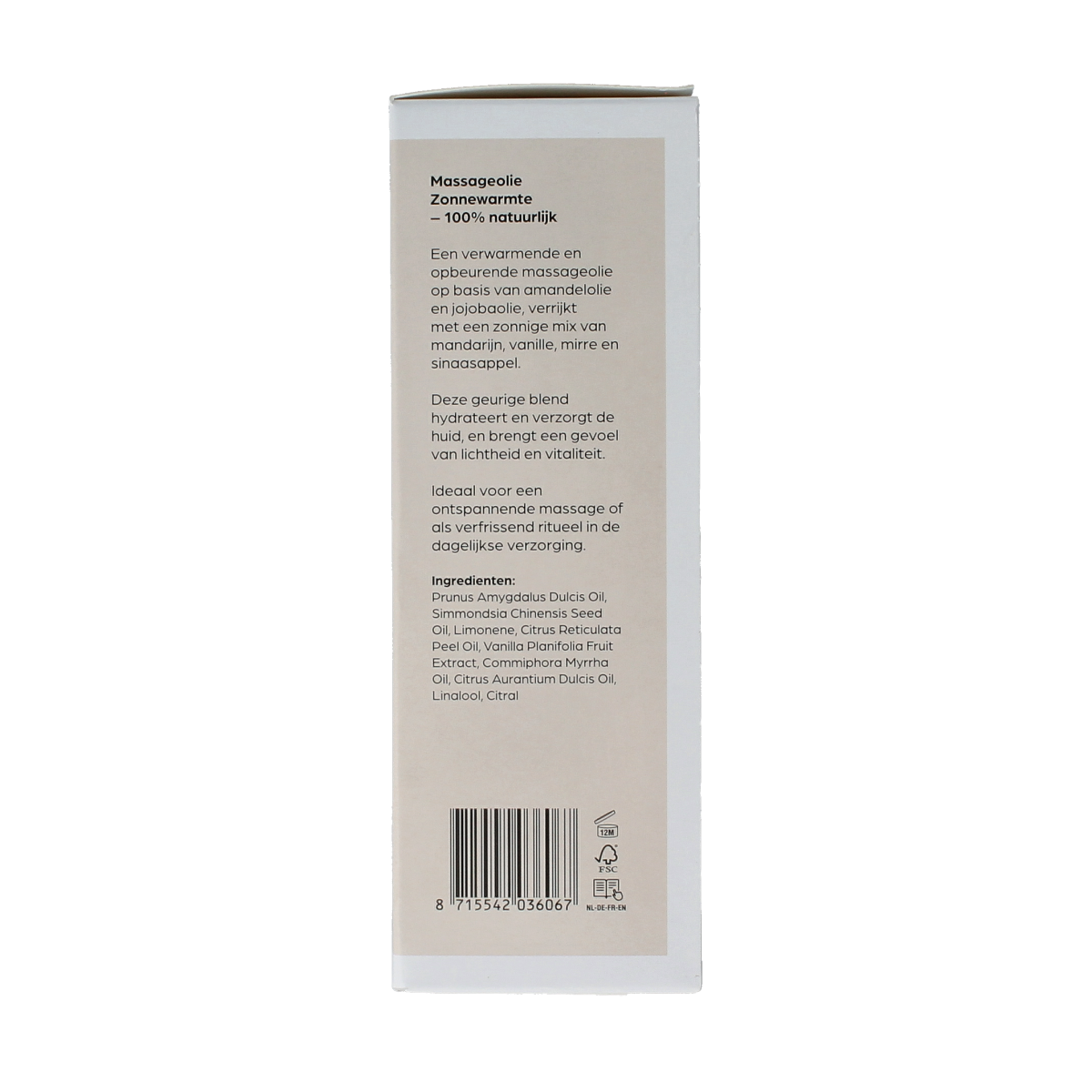 Volatile massage oil in a sunwarm glass bottle with pump, 100ml, used for body care and relaxation.