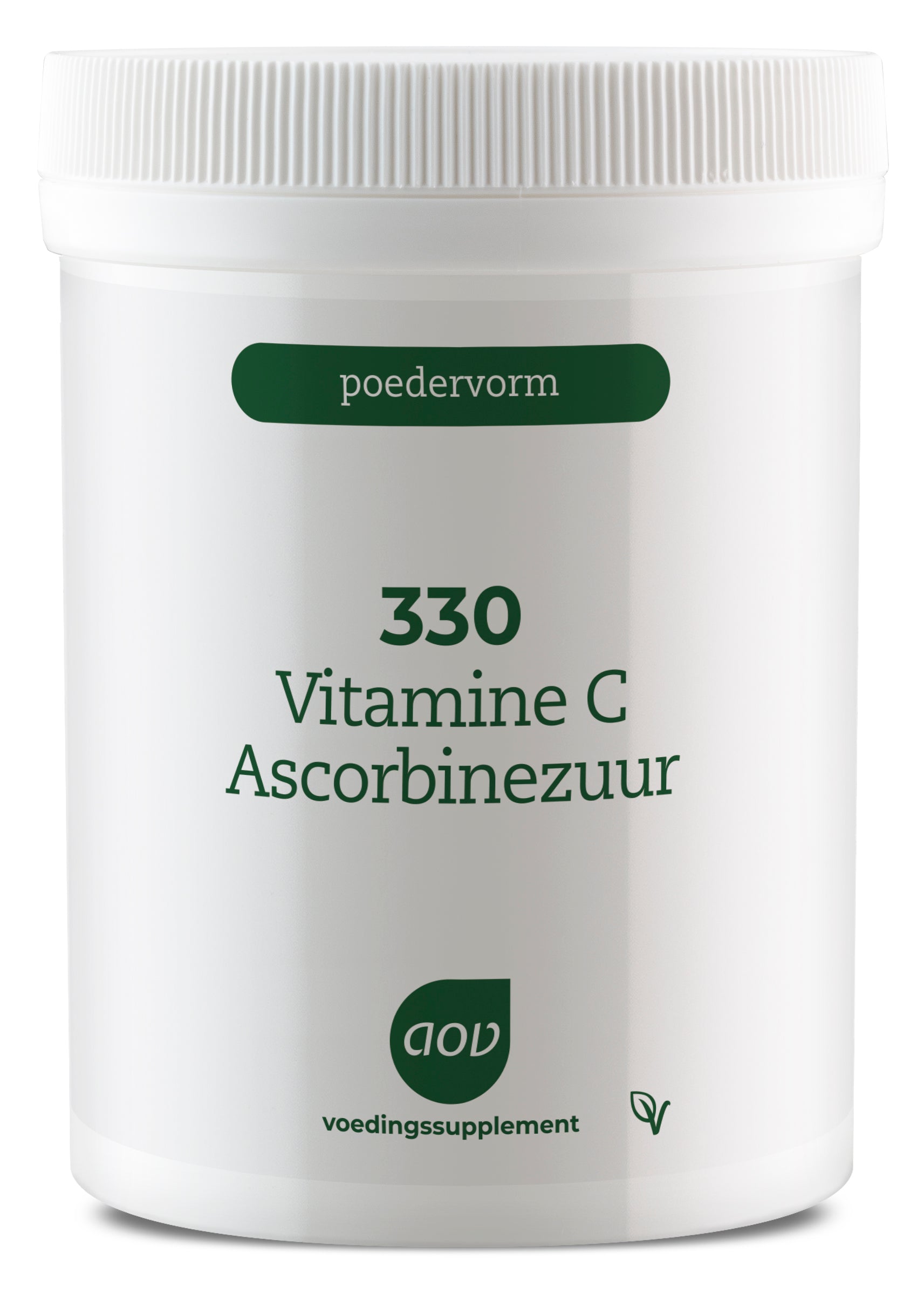 AOV 330 Vitamin C (ascorbic acid) powder in a 250g container, showing the label and packaging details.