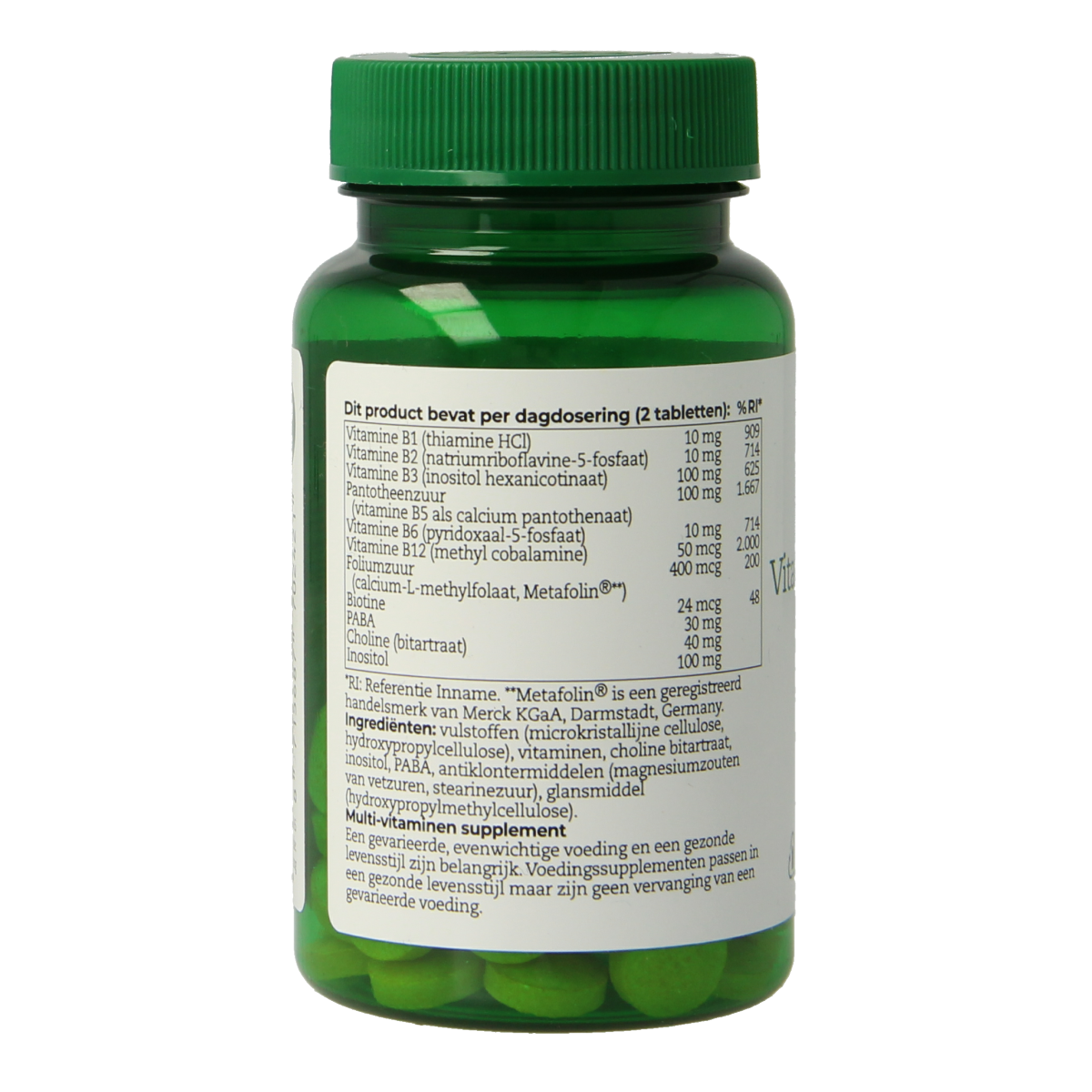 AOV Vitamine B complex co-enzym tablets in a bottle, dietary supplement for energy and overall health.