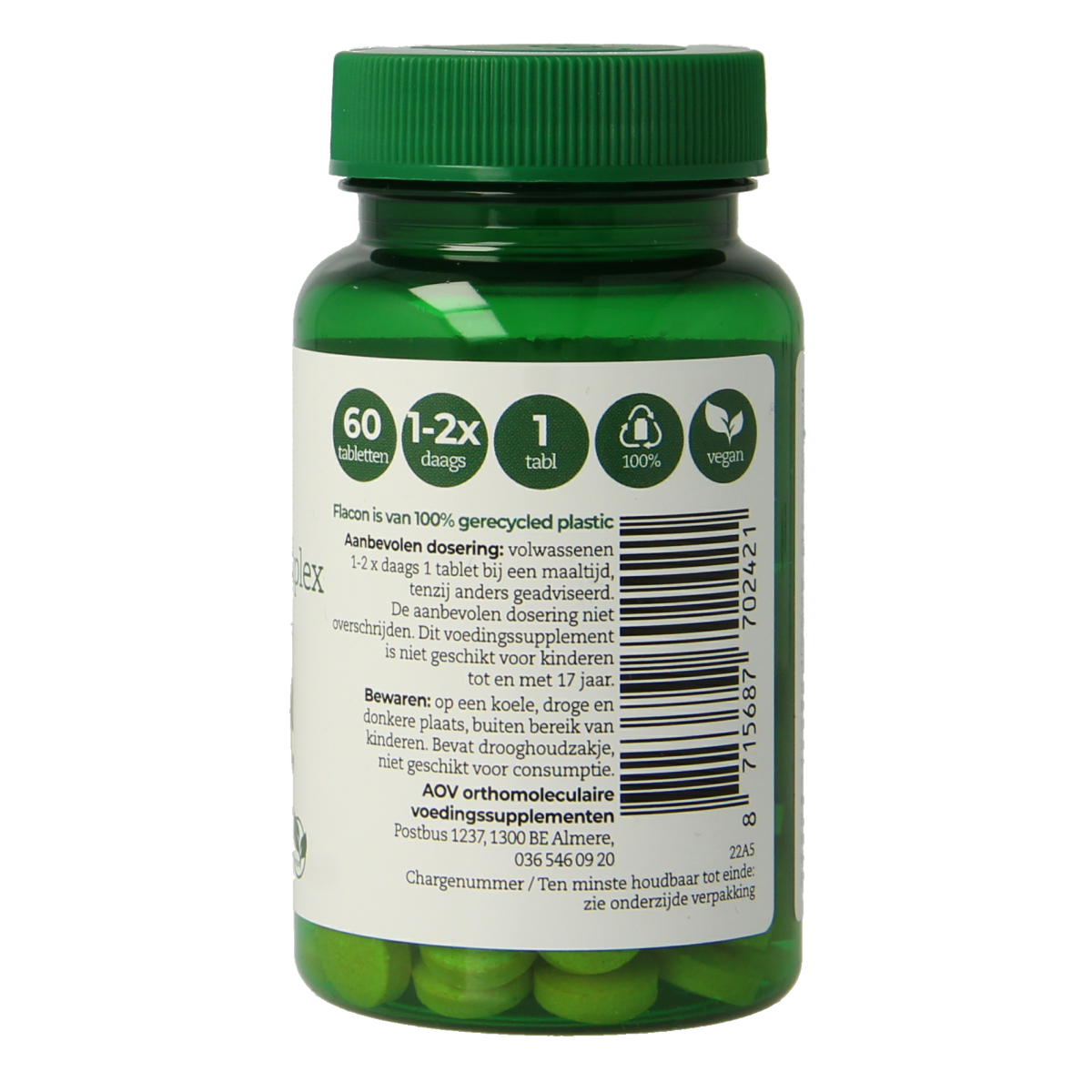 AOV 242 Vitamin B complex coenzyme supplement in a bottle of 60 tablets, natural dietary multivitamin from AOV.