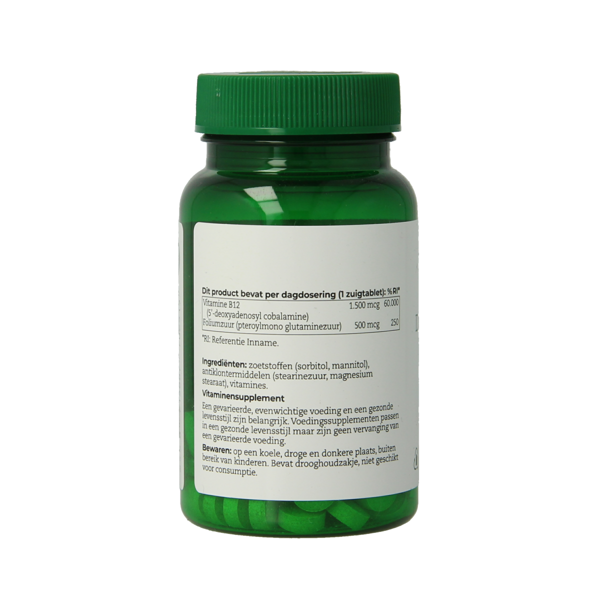 AOV 251 Dibencozide and foliumzuur multivitamin tablets in blister pack, dietary supplement for vitamin B12 and folic acid.