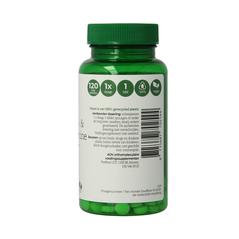 AOV 254 B12 Adenosyl and methylcobalamin vitamin B12 supplement in a blister pack of 120 tablets, multi-vitamin product.