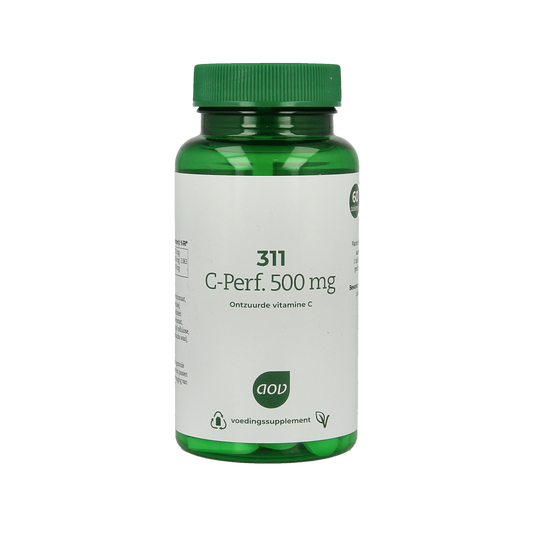 AOV C-Perfect 550mg vitamin tablets in blister pack, showing 60 tablets for daily immune support supplement.