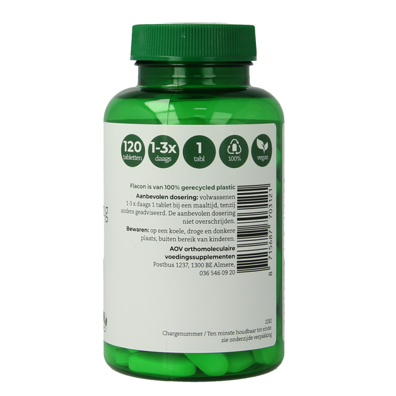 AOV C-Perfect vitamin supplement bottle with 120 tablets, featuring the label and product details on the packaging.